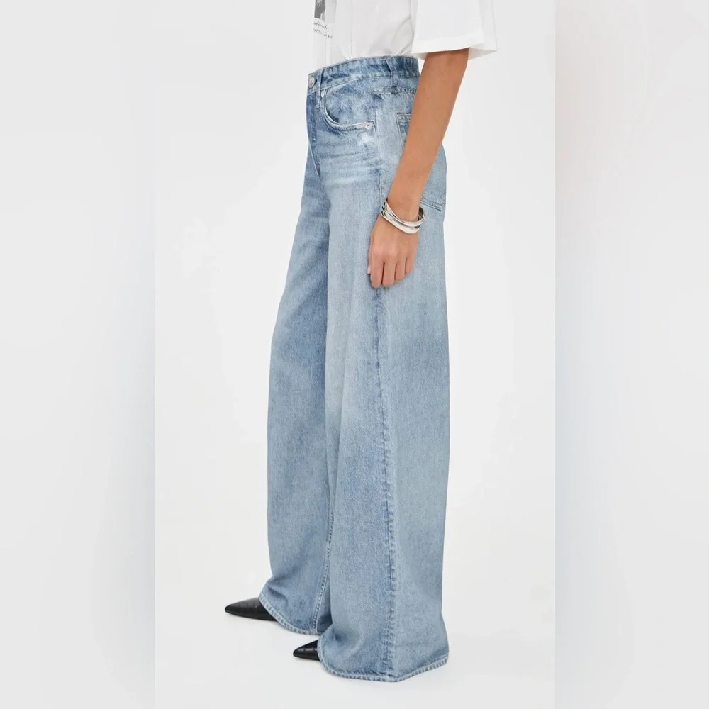 NWT Rag & Bone Miramar Raily High Rise Wide Leg Viral Sweatpant Jean Size 24 - Picture 4 of 16